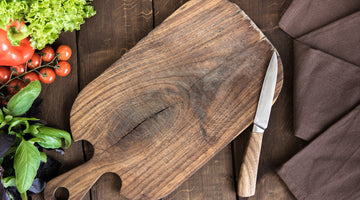 Cutting board with knife